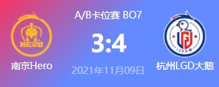 南京Hero vs 杭州LGD 2021王者荣耀kpl秋季赛卡位赛回放